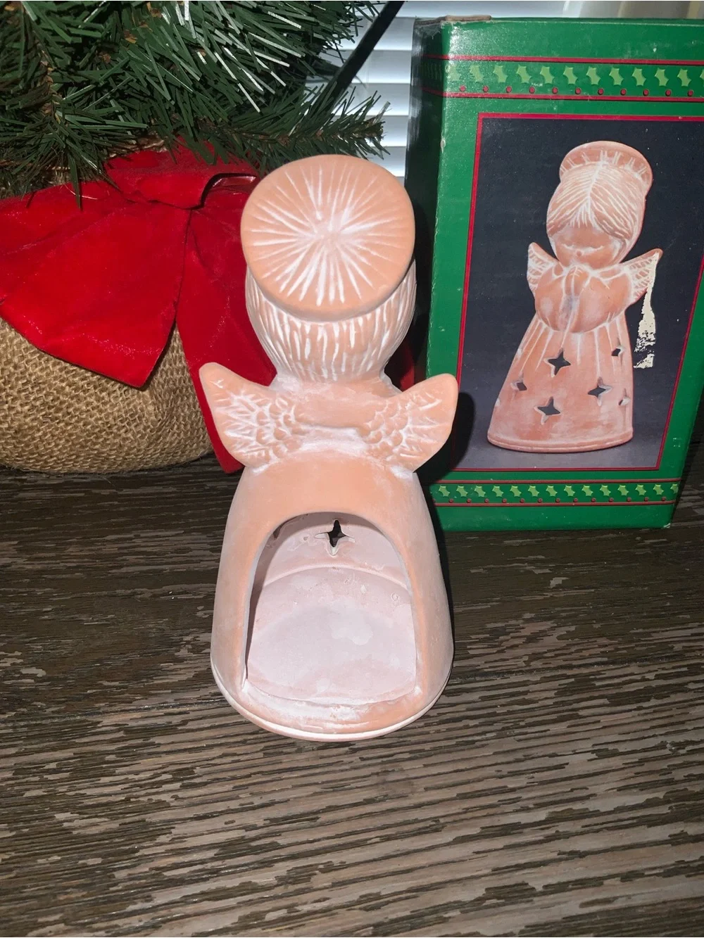 House of Lloyd Vintage Terracotta Ceramic Angel Luminary Holiday Accent 6”